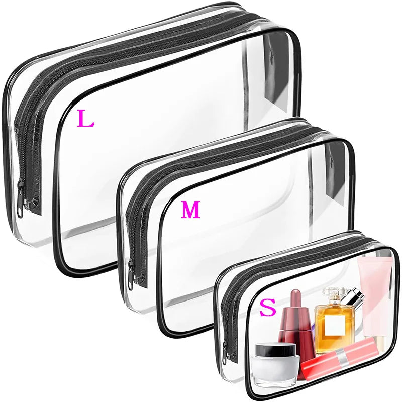 Minimalist Transparent Makeup Bag PVC Waterproof Cosmetic Storage Case Travel Make Up Organizer Pouch Bath Toiletry Wash Bag