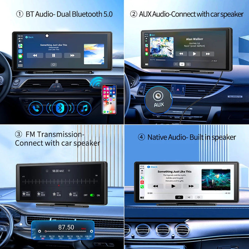 Imagebon E20 Android 13 Rearview Mirror Video Recorder Wireless CarPlay & Android Auto Dash Cam GPS Bluetooth AUX FM Car DVR