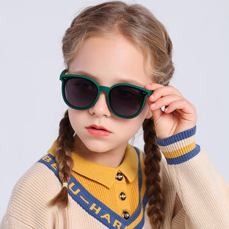 3-12 Years Kids Polarized Sunglasses Boy Girls Soft TPEE Square Frame Cat Eye Design Child Fashion Sun UV400 Protection Outdoors