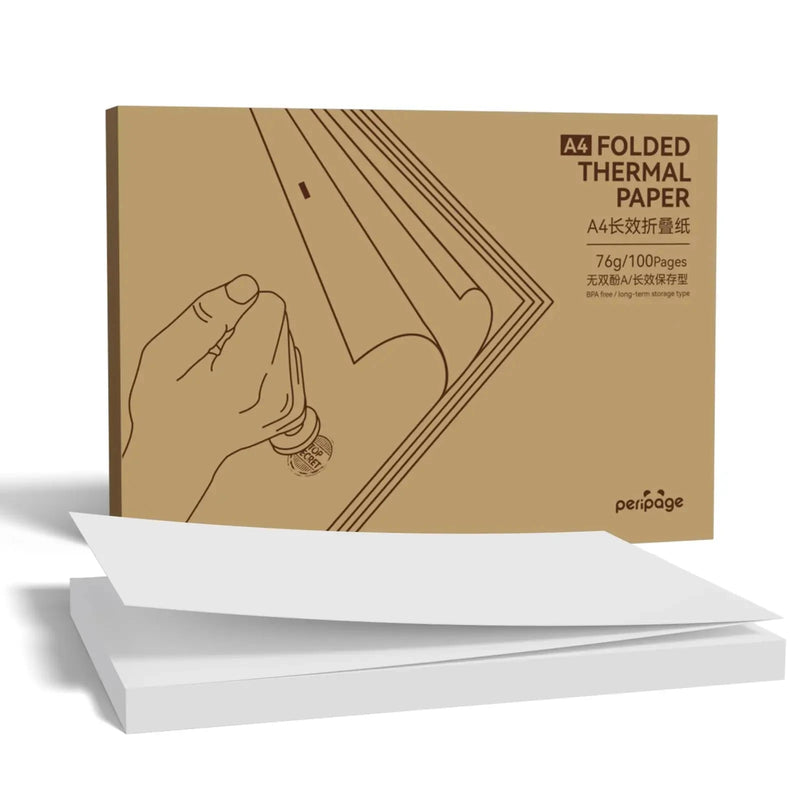 PeriPage Mini A4 Printers Quick Dry and Long Time Storage Continuous Thermal Paper 100 Sheets Folded Thermal Paper Papel