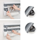 ABS Material Wall Mounted Kitchen Cling Film Dispenser with Cutter, Cling Film Aluminum Foil Roll Holder Paper Towel Holder Grey
