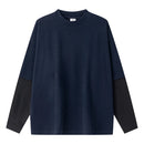 2025 Autumn Man Fake 2 Pieces 320gsm Sweatshirt Unisex Oversized Contrast Color Long Sleeve T Shirts Y2K Clothing