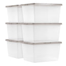 36qt/24.5qt/17qt Plastic Storage Bins with Lids, Stackable Totes, Containers 6-Pack/8-Pack, Durable and Functional