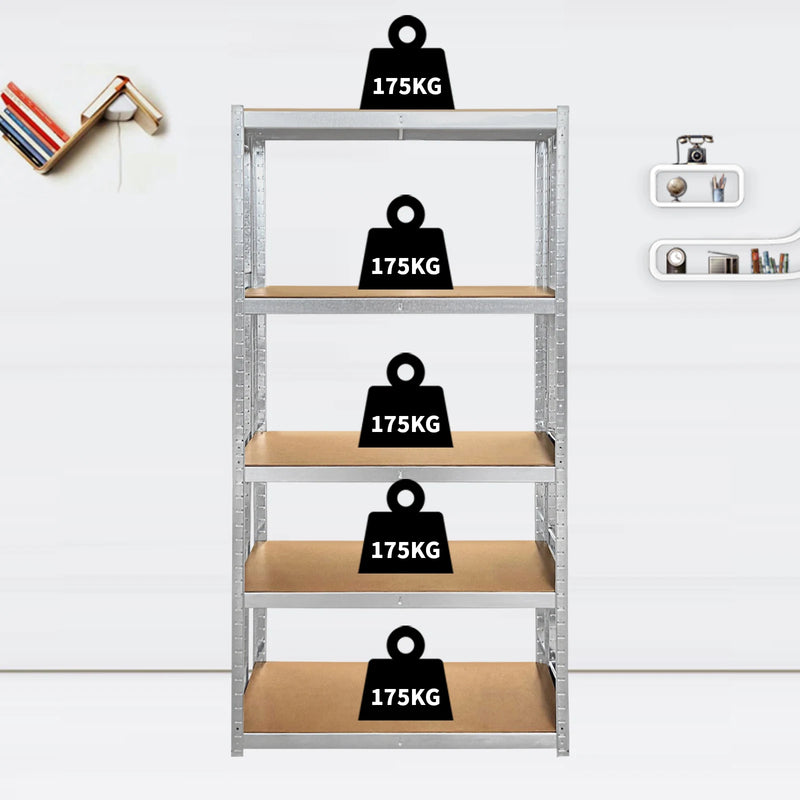 5 Tier Garage Shelves Metal Storage Shelves Rack,Heavy-Duty Shelving Units,Boltless Assembly for Warehouse Office,875kg Capacity