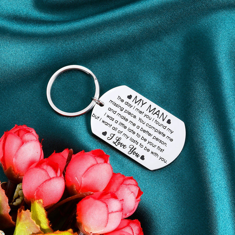 Birthday Valentine Day Keychain Gifts For Boyfriend Husband My Man I love you Couples Keyring for Man Wedding Gifts Key Chains