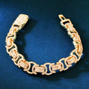 CUC Iced Out Byzantine Link Bracelet Cubic Zirconia Gold Color Men Hiphop Chain Fashion Rock Jewelry 13mm