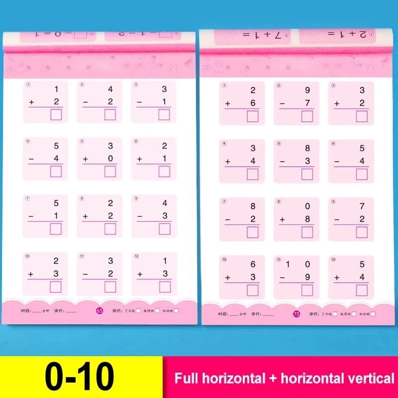 80 Pages Addition and Subtraction Children's Learning Mathematics Workbook Handwritten Arithmetic Exercise Books For Kid