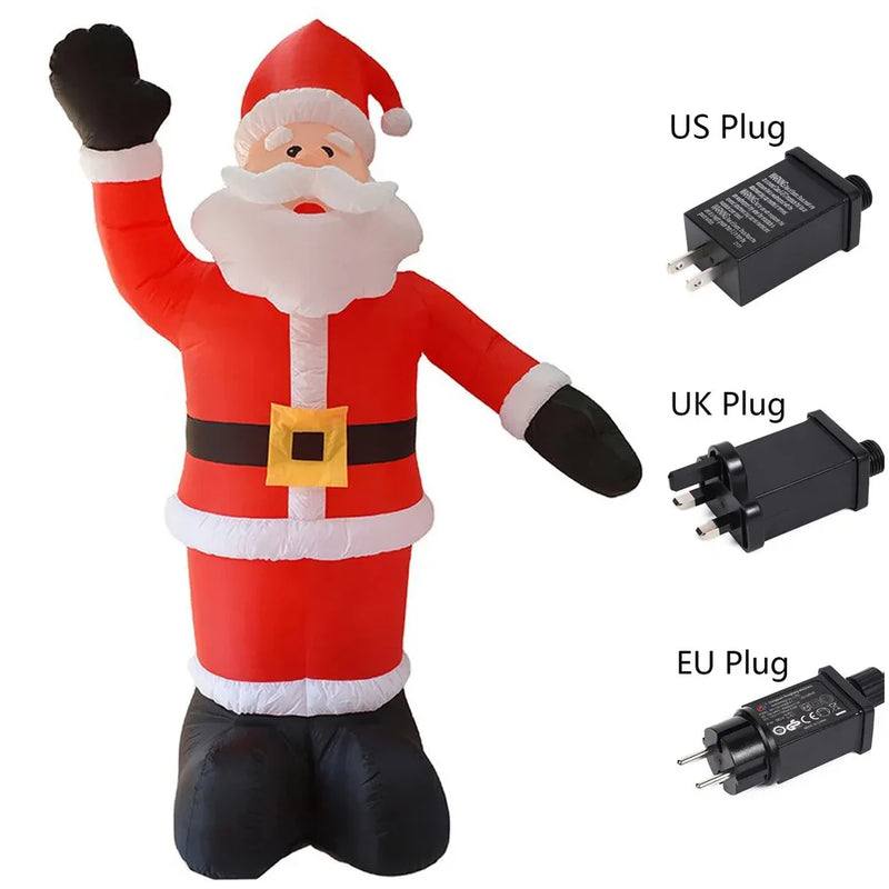 Santa Claus Waving Hand 1.8m Inflate Model Christmas Decoration Glowing Doll Cartoon Giant LED Lamp Party Gifts Outdoor Lawn