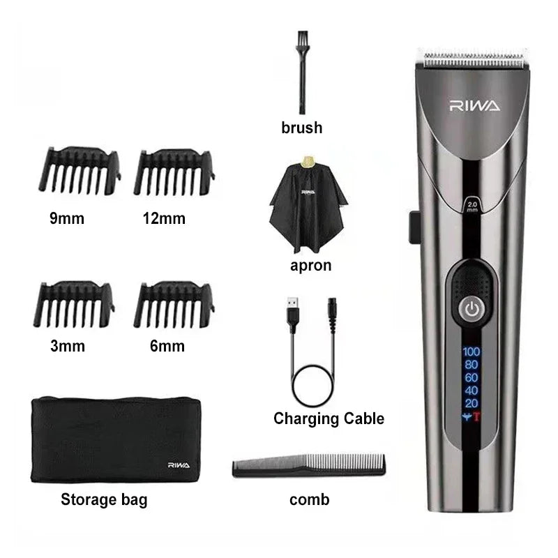 RIWA Electric Hair Clippers RE6305 Professional Cordless Barber Trimmer Speed Adjustable Rechargeable Men Hair Cutting Machine