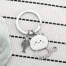 Funny Cartoon Cat Fish Keychain Couple Lovers Stainless Steel Keyring Lovely Pendant Key Chain Valentine's Day Gift Jewelry
