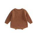 Infant Knit Jumpsuit with Long Sleeves and Round Neckline Solid Color Baby Romper Sweater Bodysuit for Cozy Outfit