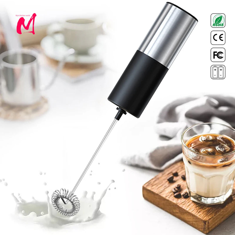 Electric Milk Frother Milk Blender Handheld Drink Mixer with Steel Stand Foam Maker Whisk Mini Blenders for Coffee Hot Chocolate