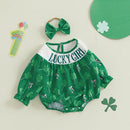 Adorable Infant Easter Bunny Print Ruffle Sleeve Romper with Matching Bow Headband 2 Piece Set for Baby Girls