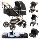 Luxury Baby Stroller 3 in 1 Portable Travel Baby Carriage Fold Pram High Landscape Aluminum Frame Newborn Infant Stroller