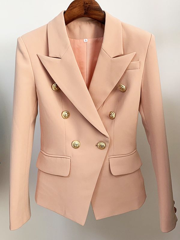 HIGH STREET 2023 Classic Designer Blazer Jacket Women's Slim Fitting Metal Lion Buttons Double Breasted Blazer
