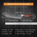 XINZUO 8.5 ''Inch Chef Knives Damascus Steel Japanese Kitchen Knives Damascus VG10 Stainless Steel Knives with Rose Wood Handle