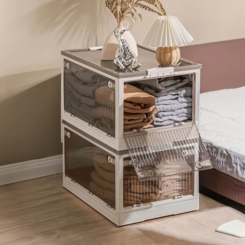 Livingandhome Transparent Folding Storage Box with Wheels