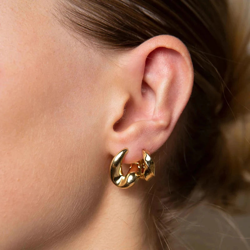 925 Sterling Silver Ear Needle Geometry Square Hoop Earring for Women Simple Double Round Pendant Huggie Earrings Jewelry Gift