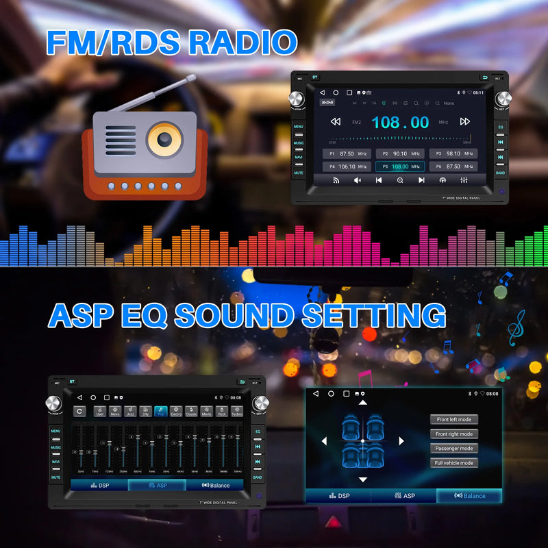 ESSGOO 7" Android 13 2+64G Wireless Apple Carplay Autoradio Für VW Polo 9N Golf 4 Passat B5 T5 GPS NAVI RDS Wifi Bluetooth FM EQ