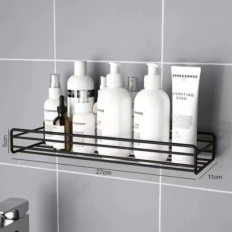 Bathroom Shelf Wall Mounted Corner Storage Shelves Shampoo Holder Cosmetic Rack Iron Shower Drain Basket Bathroom Organizer