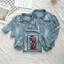 Teens Girls Jacket Coat Long Sleeve Denim Outwear for Kids Children Spring Autumn Cartoon Print Jackets Tops Clothes