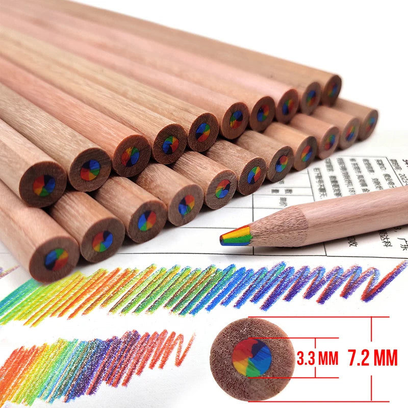 1PC Multicolored Wooden Pencils 7 Colors Gradient Rainbow Pencils For Art Drawing Coloring Sketching