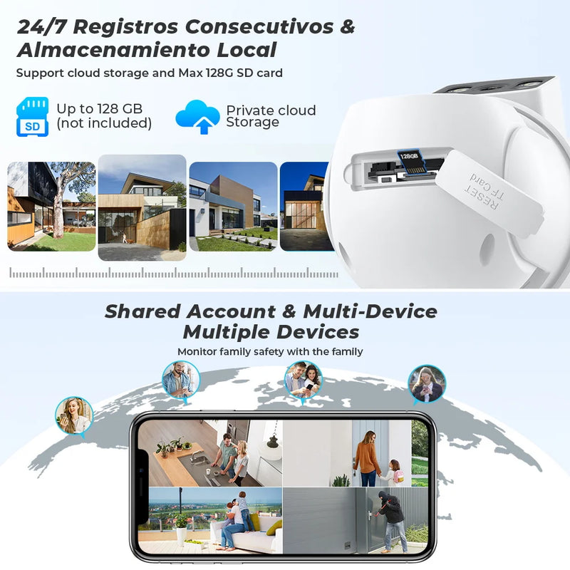 ABUNTU 8MP 4K Outdoor Wifi Surveillance Camera Dual Lens Wifi Camera ICSEE Night Vision HD CCTV Security Camera Human Detection