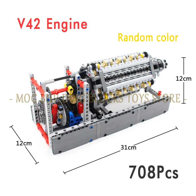 MOC Technology Building Blocks Bricks Power Functions Automotive Speed Gearbox Engine Transmission Machinery DIY Assembling Toys