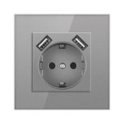 JHJCH wall crystal glass panel power socket plug has been grounded, 16a European standard power socket 86mm * 86mm