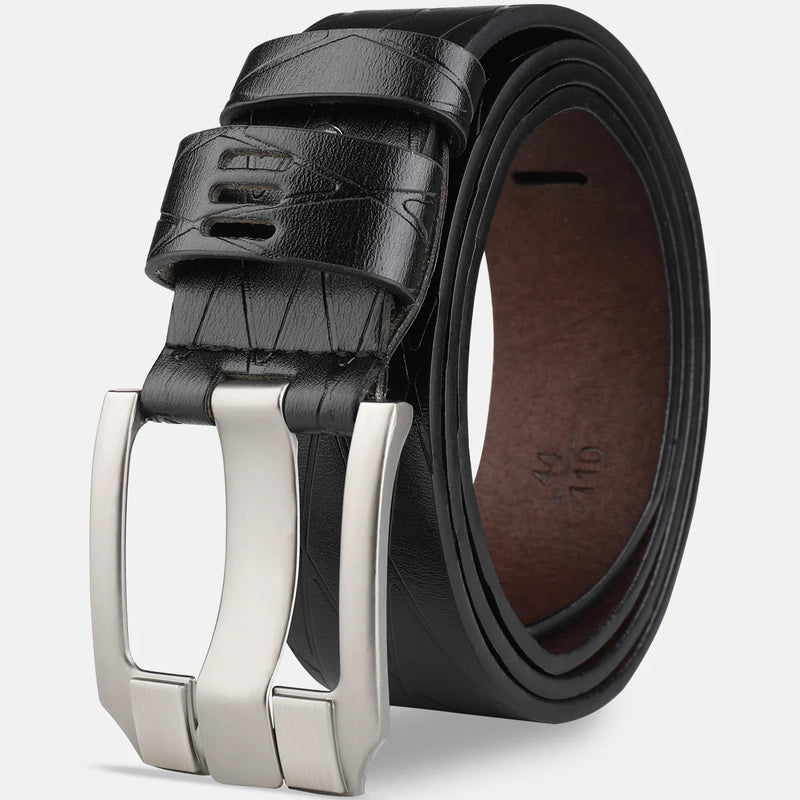 Belt, men's needle buckle belt, genuine leather, pure cowhide, simple youth casual jeans, men's pants belt, trendy for young peo