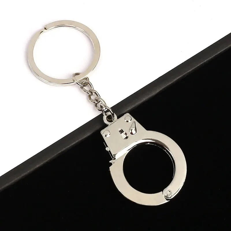 1Pc Creative Handcuffs Shaped Pendant Keychain Pink Silver Keyring Bag Hanging Decoration For Men Women Punk Jewelry Gift