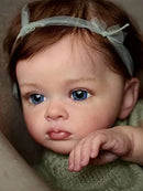 BRASTOY Reborn Baby Doll Girl Painted Realistic 55cm Blue Eyes Silicone Body Can Take Bath
