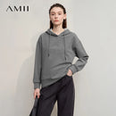 AMII Freizeit-Hoodies Damen Herbst 2025 Neu Locker Besticktes Damen-Sweatshirt Warm Vielseitig Langarm-Oberteile Damen 12524005