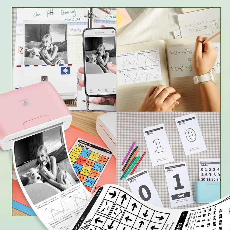 Phomemo M03AS M04S M04AS Adhesive Thermal Paper White Thermal Transparent Sticker Paper Photo Paper for Home Office Note Study