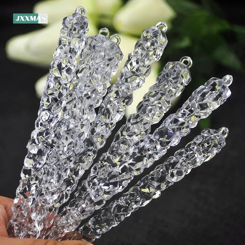 6pcs Christmas Decoration Simulation Ice Xmas Tree Hanging Ornament Artificial Clear Fake Icicle Winter Party Home Decor Navidad