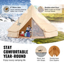 SucceBuy Canvas Bell Tent 4 Seasons 4 m/13.12 ft Yurt Tent Canvas Tent for Camping with Stove Jack Breathable Tent Holds 6People