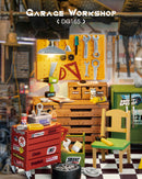 Robotime Rolife Dollhouse Miniature House Kit DIY Mini Garage Workshop LED Light Decorative Wooden Craft Gifts for Children