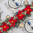 Poinsettia Christmas Flowers Garland String Lights Xmas Tree Ornaments Indoor/Outdoor Party Decor Christmas Decoration Navidad