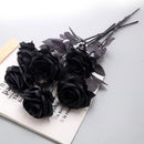 5 Stück Seide Schwarze Rose Künstliche Blumenkopf Strauß Wohnzimmer Hochzeits-Weihnachtsdekoration Neujahrsdekoration