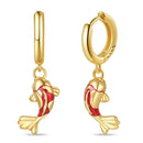 New 925 Silver Color Earrings Butterfly Firefly Ladybird Cactus Chameleon Star Double Hoop Earrings Fashion Party Unique Jewelry