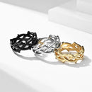 MKENDN 9MM Men Ring Thorn Vine Stainless Steel Rings Fashion Finger Gift For Male Him Anniversary Gothic Jewelry