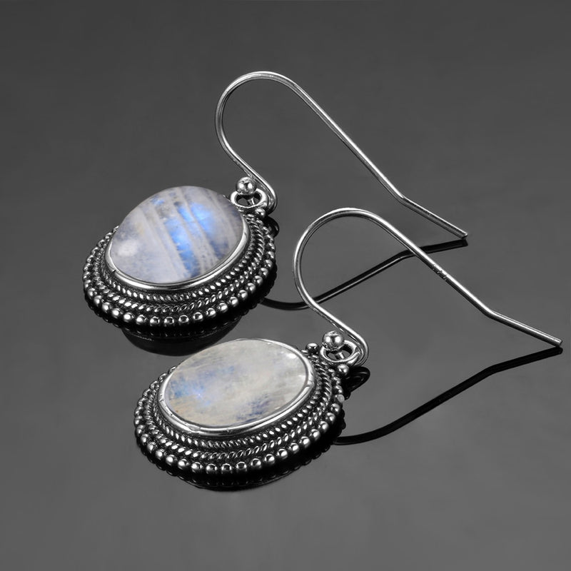 Jewelry Silver Pendant Earrings 10X12 Large Oval Natural Moonstone Women Fashion Wedding Party Wholesale