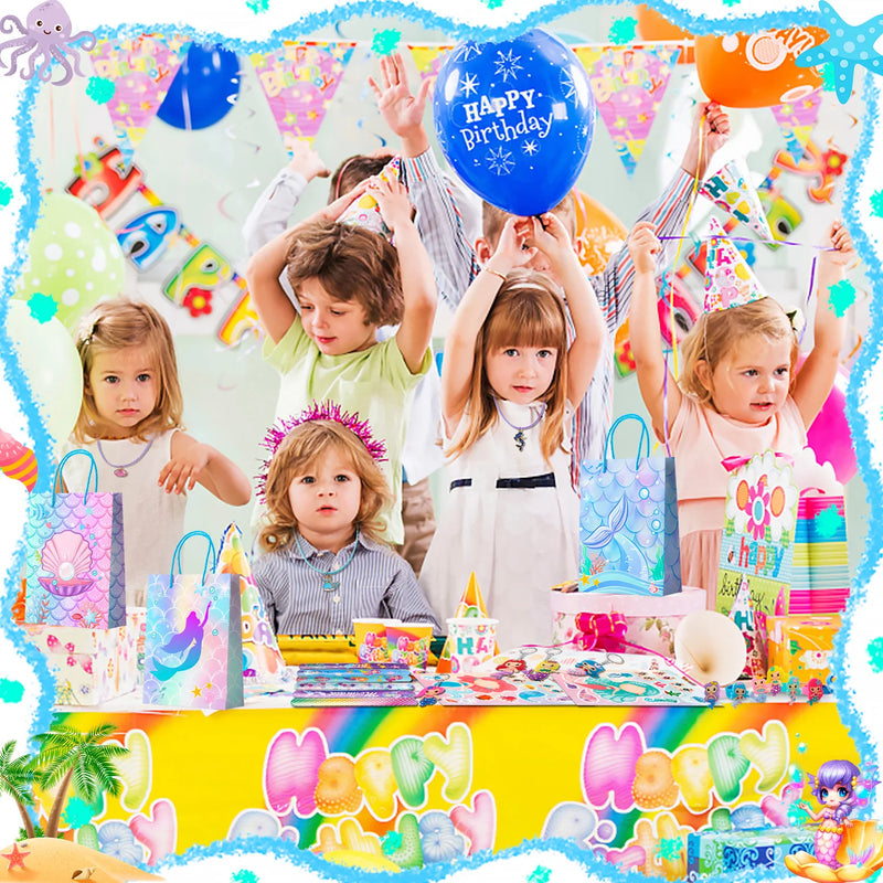 84pcs Mermaid Party Favors for Boys and Girls with Mermaid Birthday Rings Keychain Slap Bracelets Bags Hair Clips Necklace etc