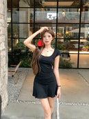 New Women Slim Temperament Purple Black Mini Dress Sexy Summer Knit Waist Skirt Spice Girls Dresses Bodycon Dress High Quality