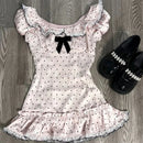Solid color lace dress with bow decoration sweet casual Y2K top sexy street rock aesthetic retro punk Harajuku hop women's dress