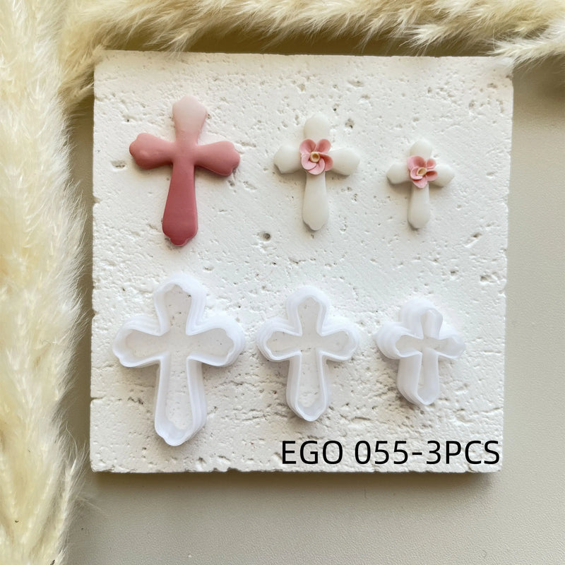 Shapes Small Easter Theme Polymer Clay  Cutter for Making Earrings, Easter Egg Rabbit Shape crucifix Soft pottery jewelry making