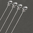 4 cocktail picks, stainless steel polished metal creative salad fruit picks, snow Geometric Skull Christmas kitchen tools