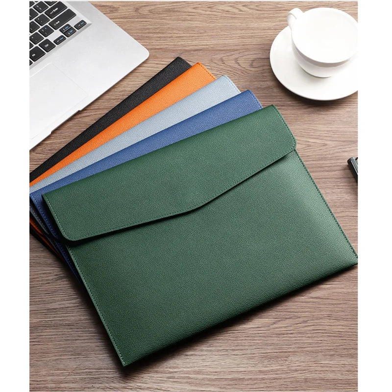 Personalise Name Multifunction Office Documents A4 File Pouch Pu Saffiano Leather Envelope Bag Business Conference Clutch