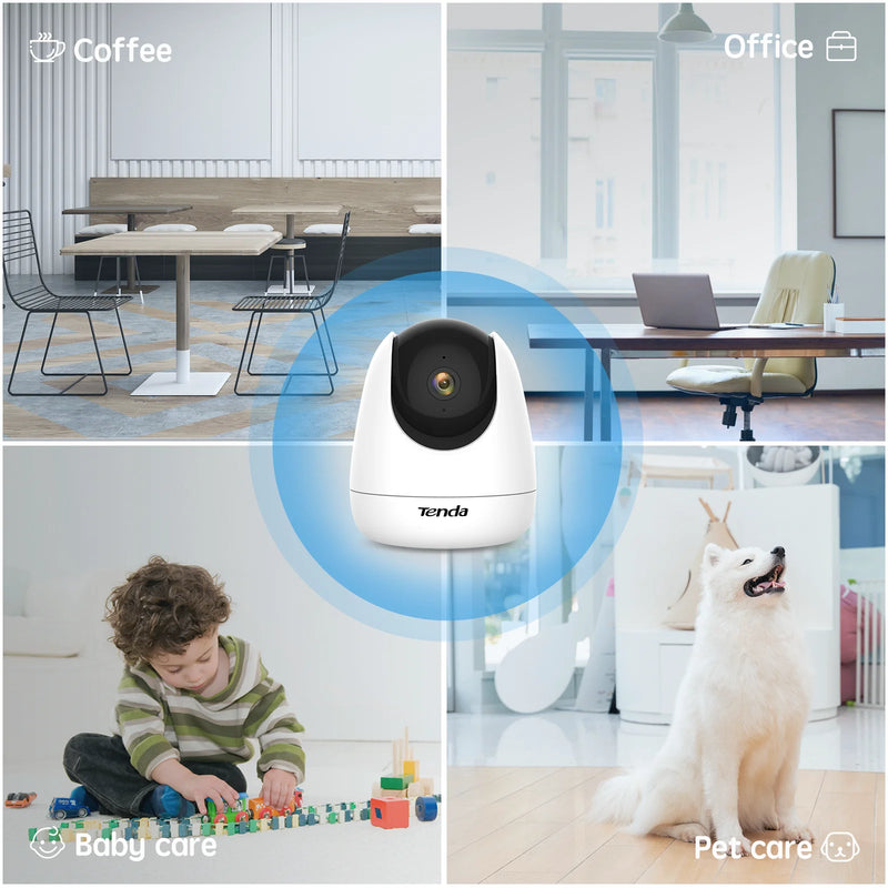 Tenda Cp3 2MP PTZ Wifi IP Camera Full-Hd Kids Camera Home Surveillance Camera Security Protection Baby Monitor Smart Video Cam