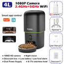 Tuya Smart Automatic Pet Feeder 5G WiFi 4L Cat Food Dispenser with 1080P Camera Two-Way Audio Smart Feeding Plan for Cats Dogs